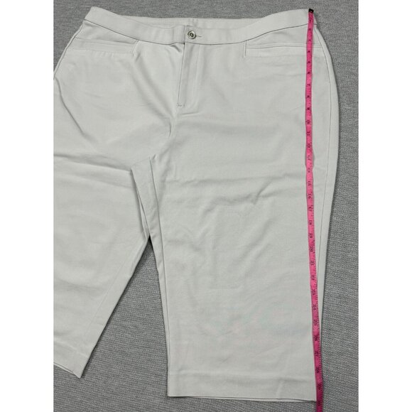 CJ Banks Capri Pants Womens Size 22W Light Gray High Rise Flat Front Stretch - Picture 12 of 13